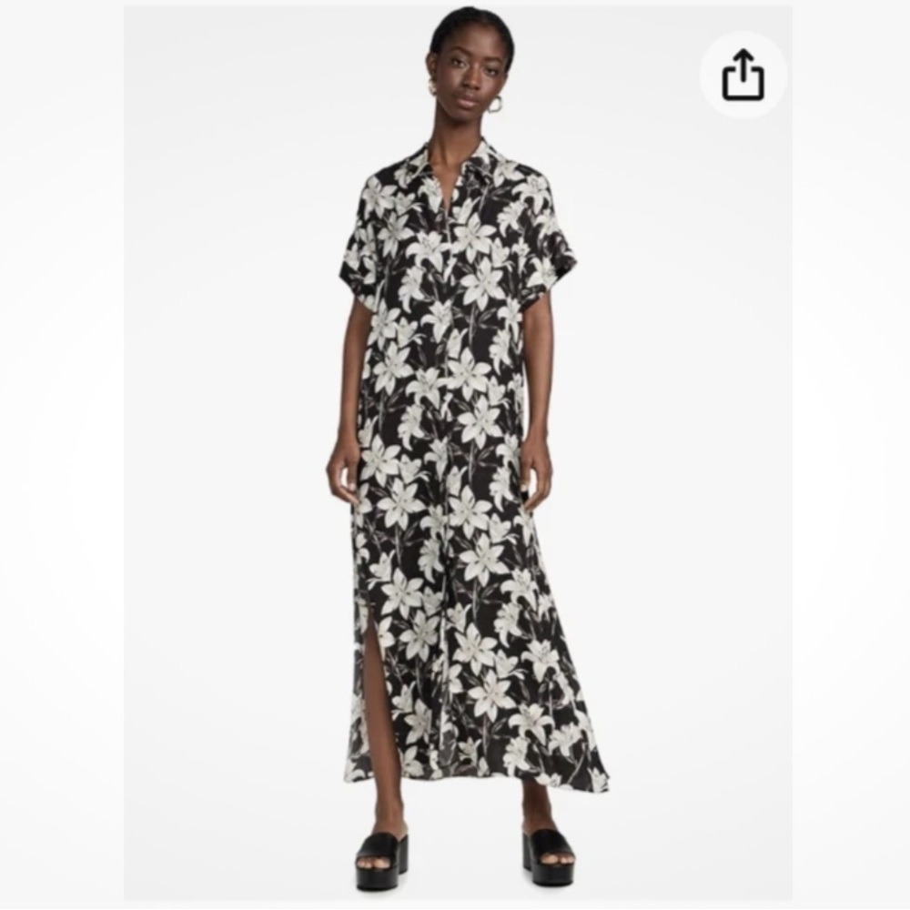 NWT Alice + Olivia Sz S Edyth Stargazer Floral Print Maxi Dress Black Viscose - Picture 2 of 10